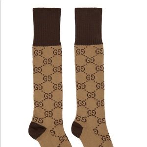 Gucci GG Beige and Brown Print Socks